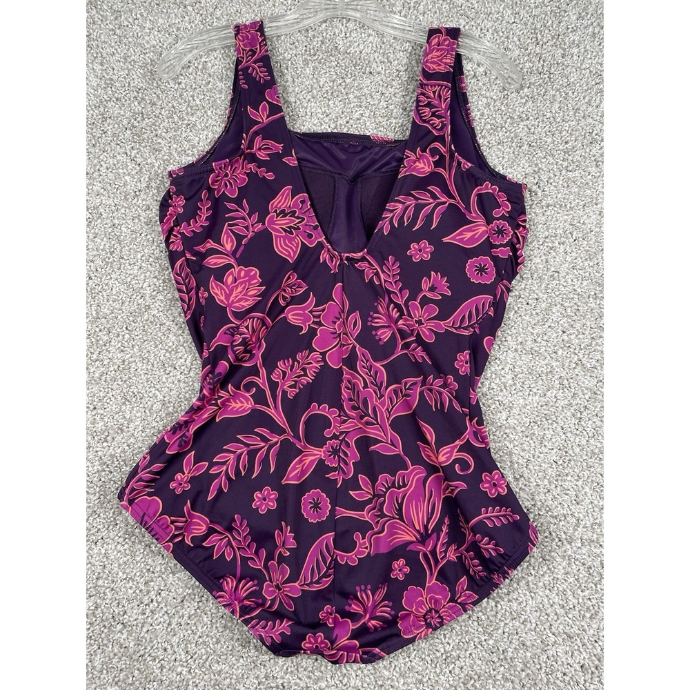 Lands' End Womens Soft Cup Tugless Swimsuit Blackberry Ornate Floral Sz 16W - Picture 5 of 8